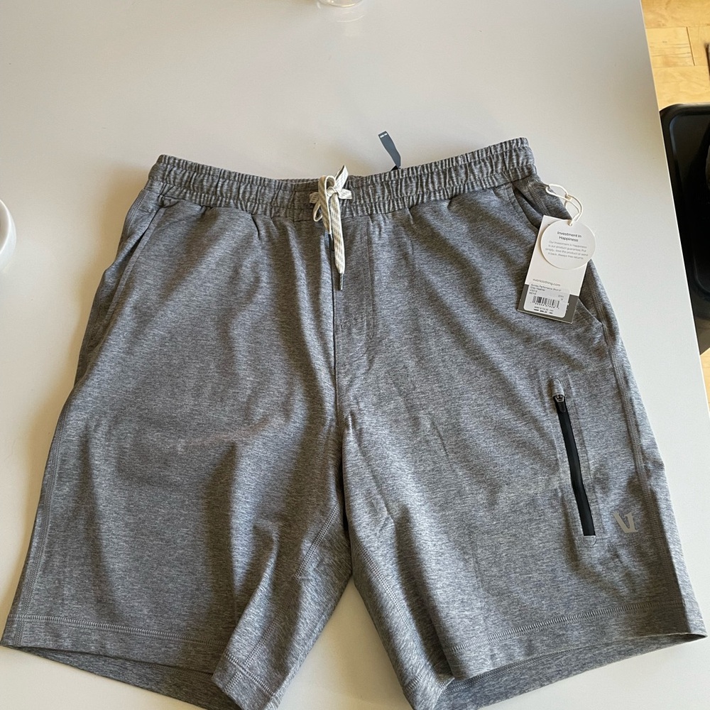 Vuori Men's Heather Gray Athletic Shorts 8”